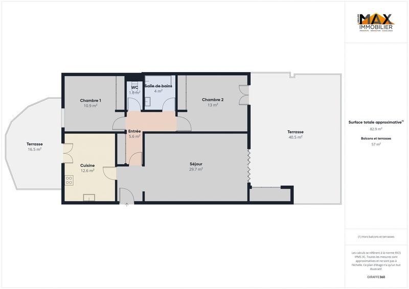 Appartement - 80 m² - 3 pièces