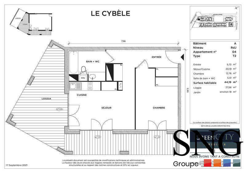 Appartement - 44 m² - 2 pièces