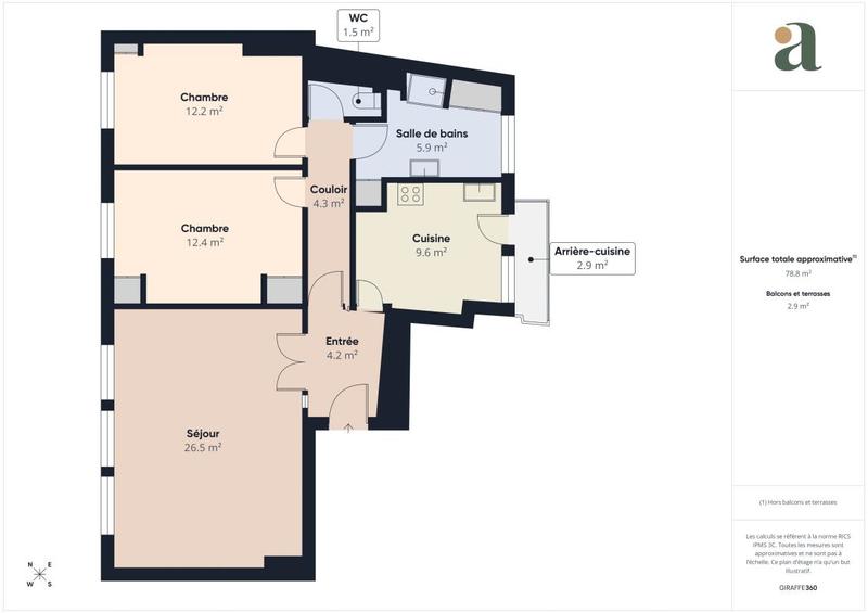 Appartement ancien - 79 m² - 3 pièces