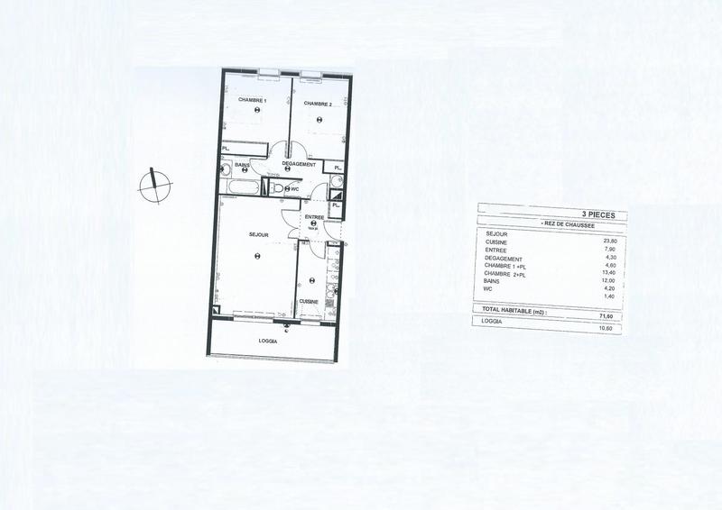 Appartement - 72 m² - 3 pièces