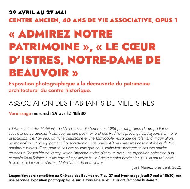 Exposition "Admirez notre patrimoine, le cœur d'Istres, Notre Dame de Beauvoir"