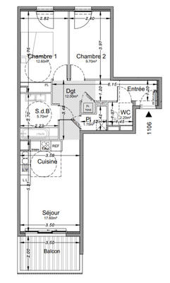 Appartement - 61 m² - 3 pièces