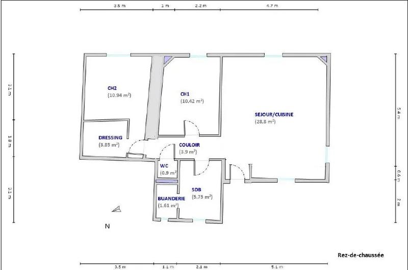 Maison de ville - 66 m² - 3 pièces