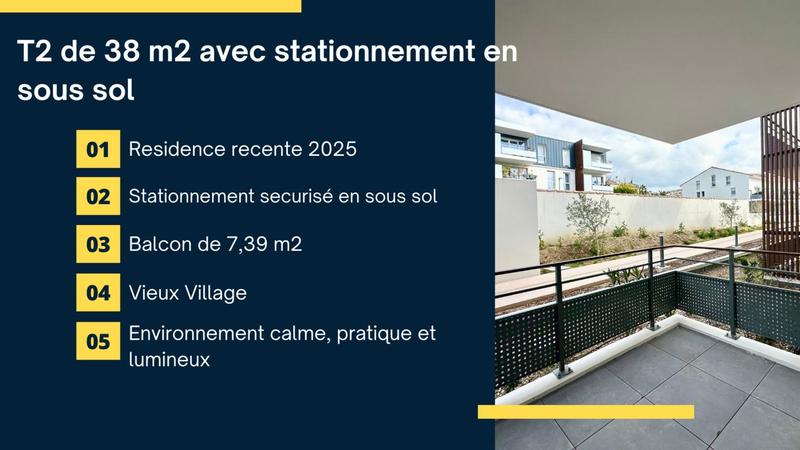 Appartement - 38 m² - 2 pièces