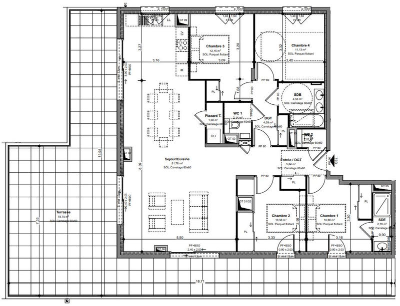Appartement - 119 m² - 5 pièces