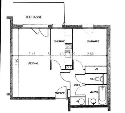Appartement - 45 m² - 2 pièces