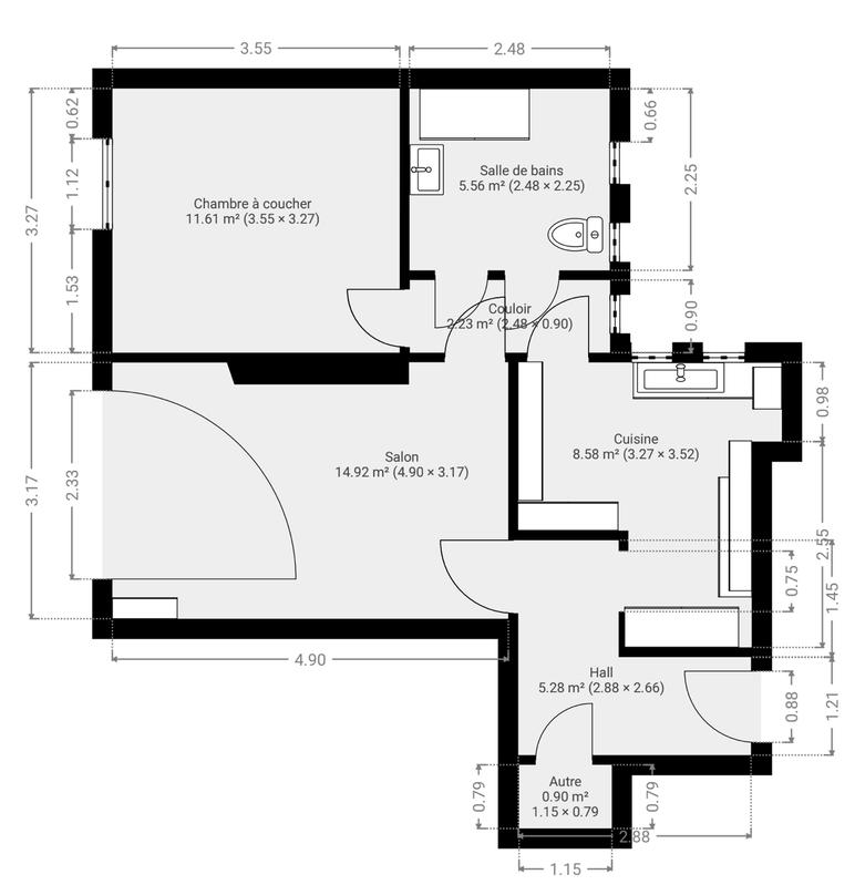 Appartement - 49 m² - 2 pièces