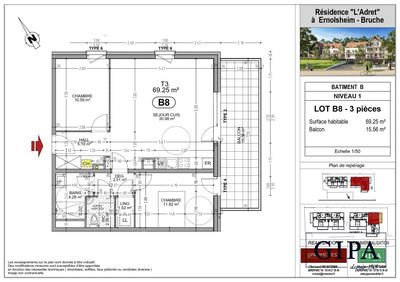 Appartement - 69 m² - 3 pièces