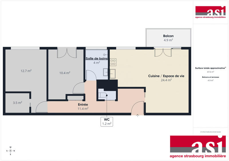 Appartement - 68 m² - 3 pièces