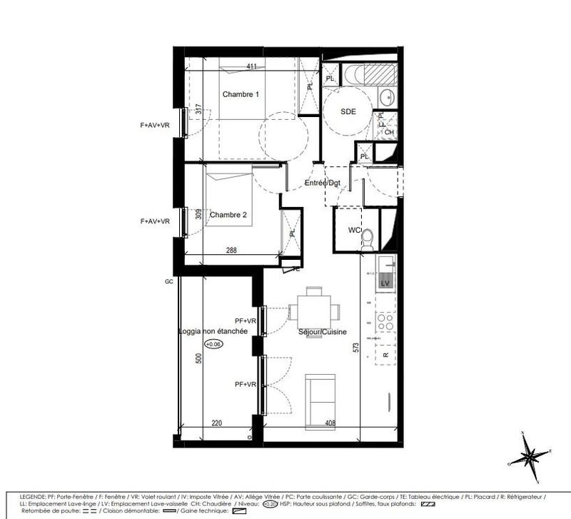 Appartement - 60 m² - 3 pièces