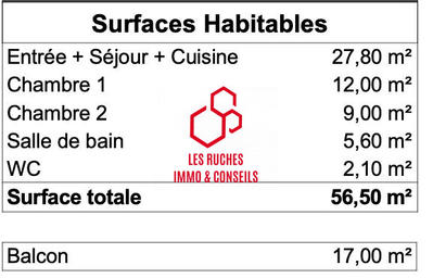 Appartement - 57 m² - 3 pièces