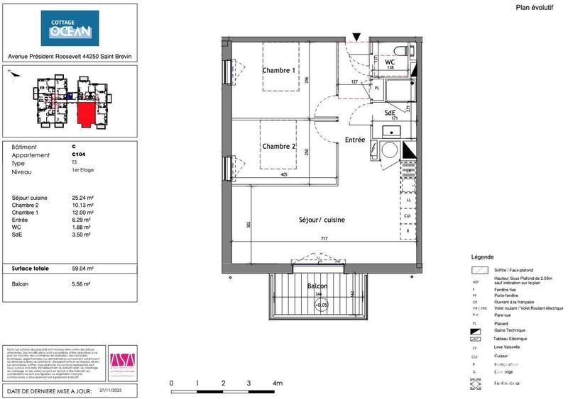 Appartement - 59 m² - 3 pièces