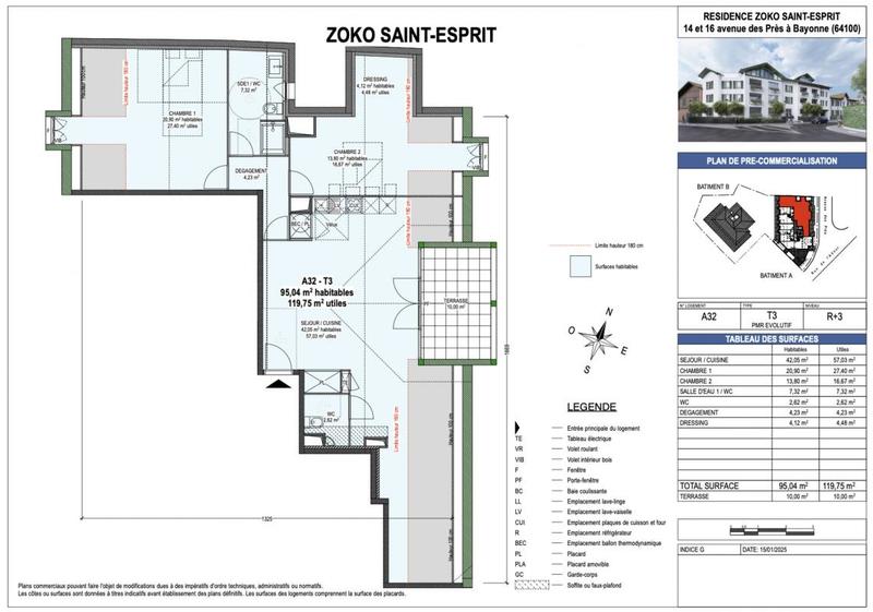 Appartement - 95 m² - 3 pièces