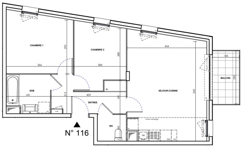 Appartement - 59 m² - 3 pièces