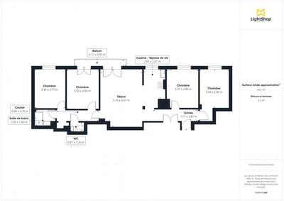 Appartement - 79 m² - 5 pièces