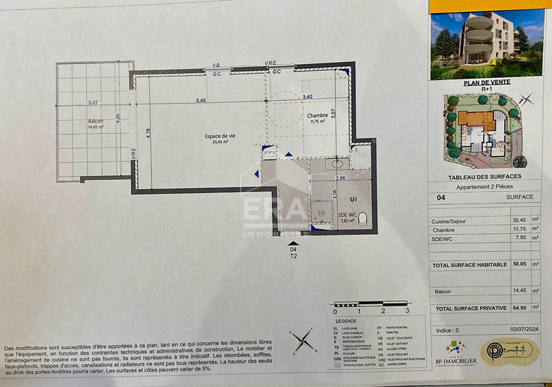 Appartement - 50 m² - 2 pièces