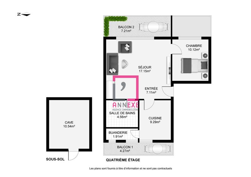 Appartement - 50 m² - 2 pièces