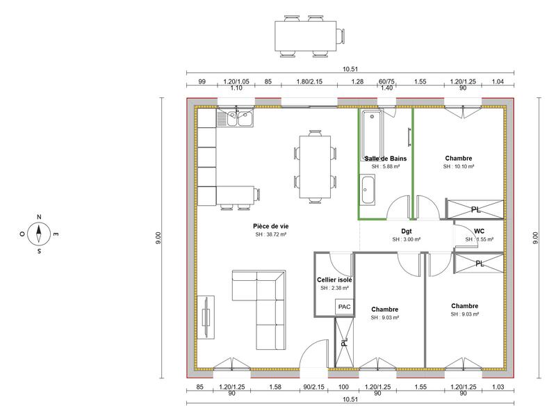 Maison - 79 m² - 4 pièces