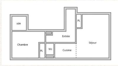 Appartement - 50 m² - 2 pièces