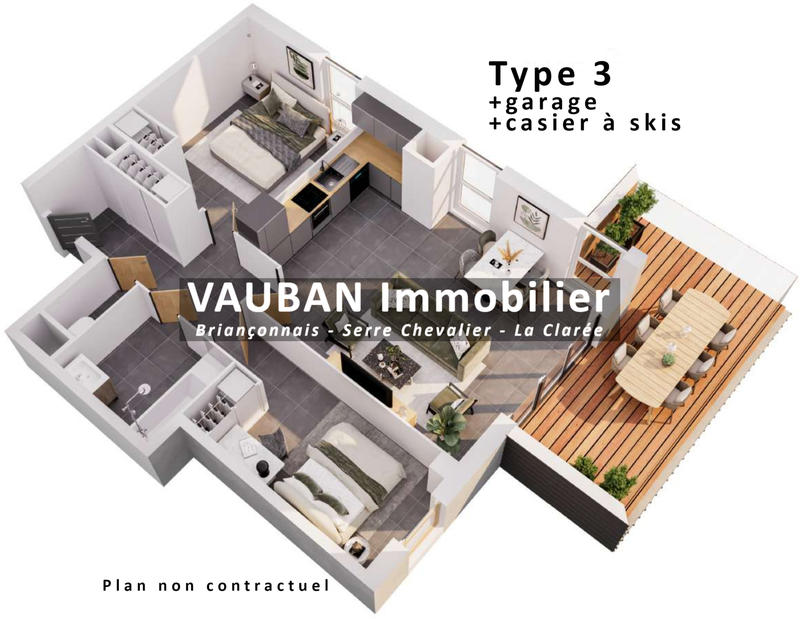 Appartement - 60 m² - 3 pièces