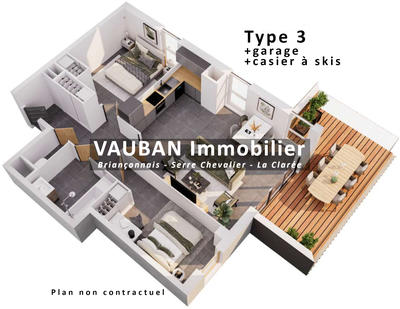 Appartement - 60 m² - 3 pièces