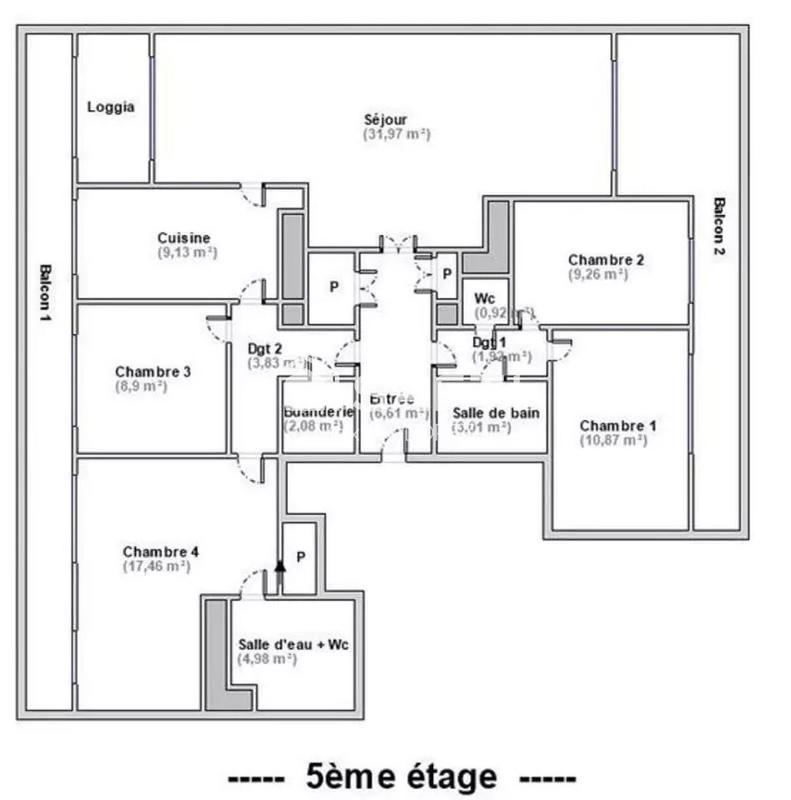 Appartement - 115 m² - 6 pièces