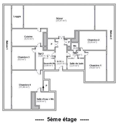 Appartement - 115 m² - 6 pièces