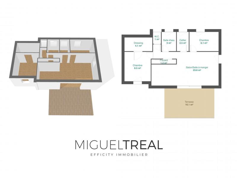 Maison - 52 m² - 3 pièces