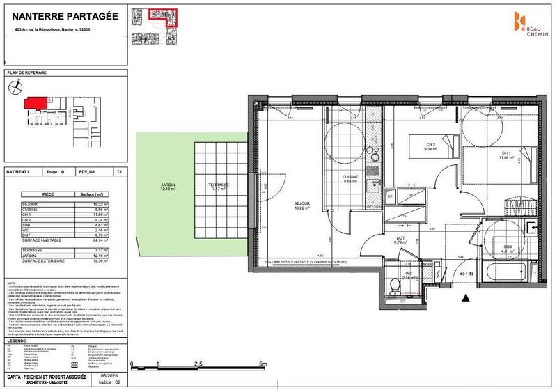 Appartement - 65 m² - 3 pièces