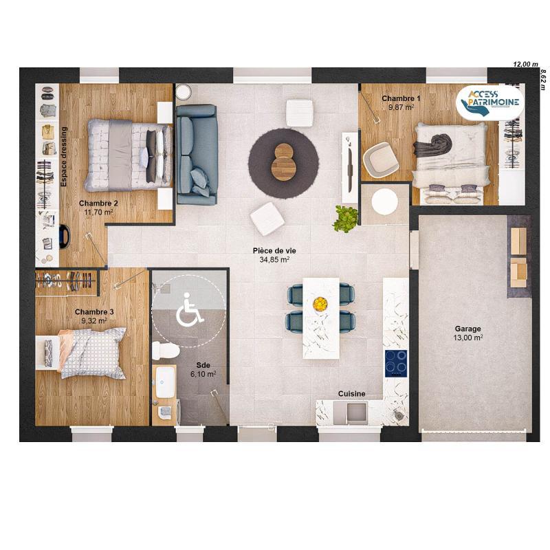 Maison - 73 m² - 5 pièces