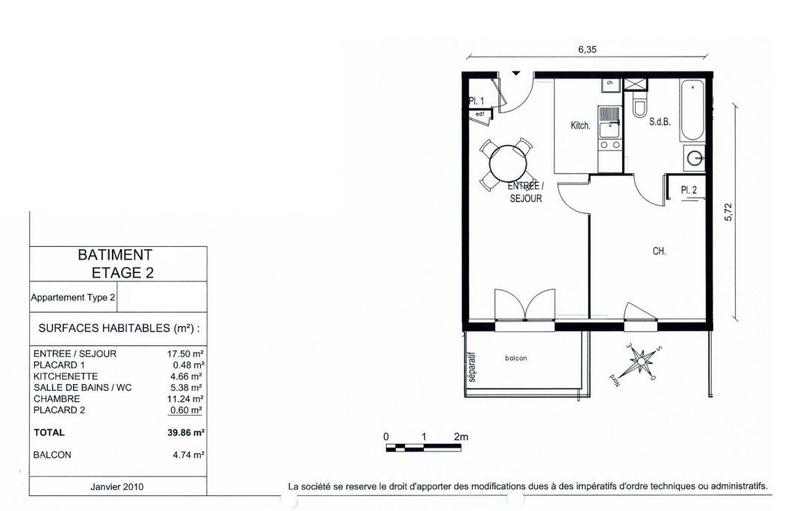 Appartement - 40 m² - 2 pièces