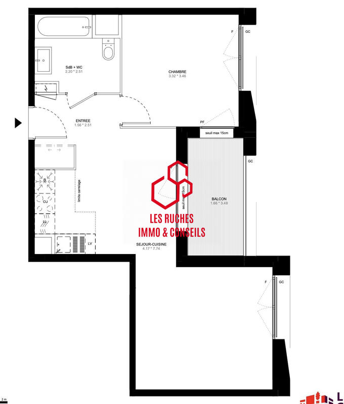 Appartement - 49 m² - 2 pièces