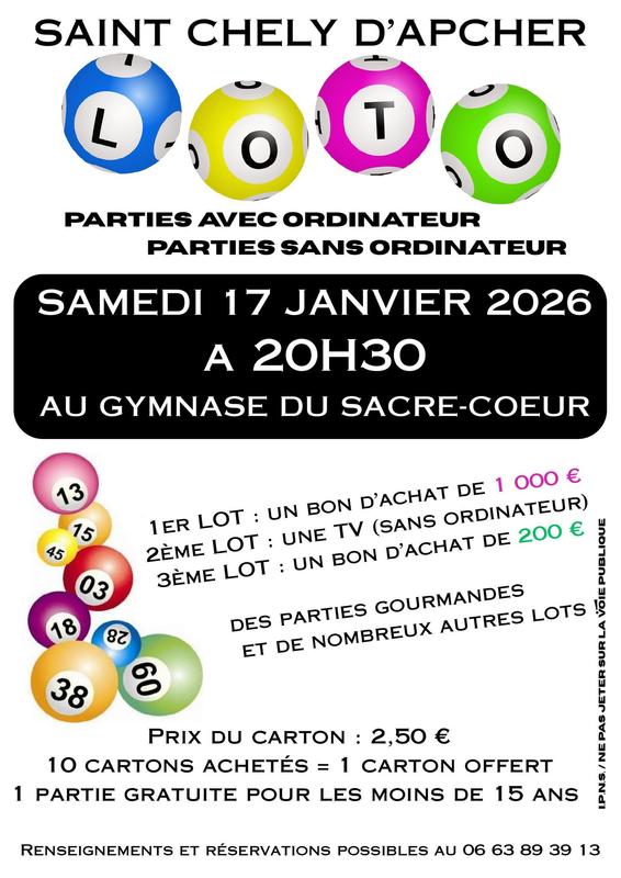 Loto de l'Apel Sainte-Marie - Sacré Coeur