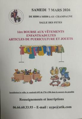 Bourses aux vêtements enfants et adultes et articles de puericulture et jouets