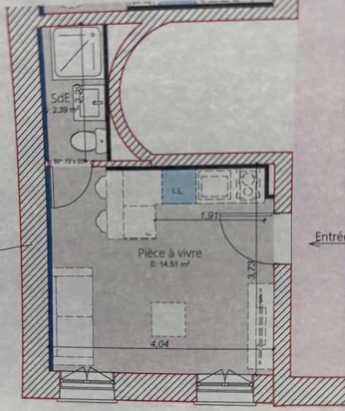 Appartement - 17 m² - 1 pièce