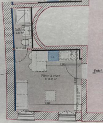 Appartement - 17 m² - 1 pièce