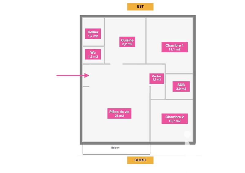 Appartement - 64 m² - 3 pièces