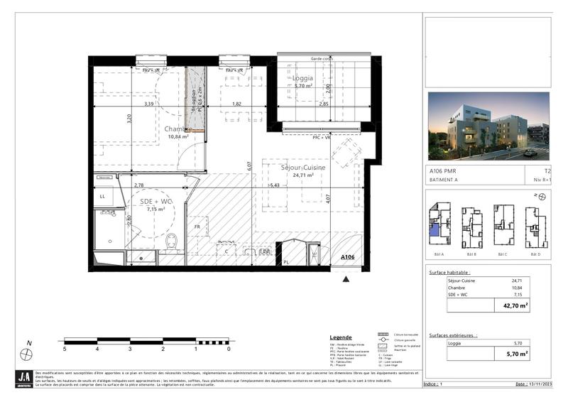 Appartement - 43 m² - 2 pièces