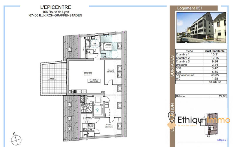 Appartement - 94 m² - 4 pièces