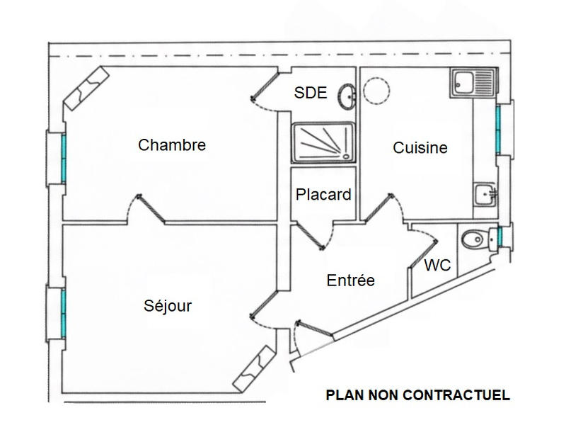 Appartement - 43 m² - 2 pièces