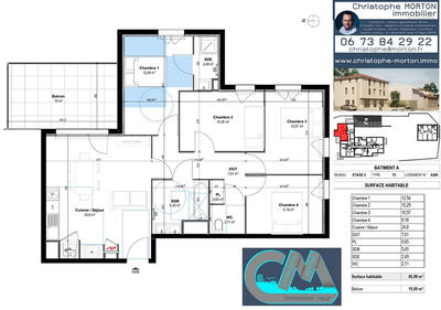 Appartement - 85 m² - 5 pièces