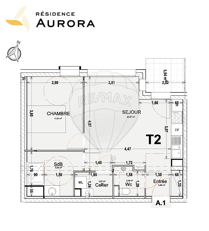 Appartement - 44 m² - 2 pièces