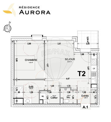 Appartement - 44 m² - 2 pièces