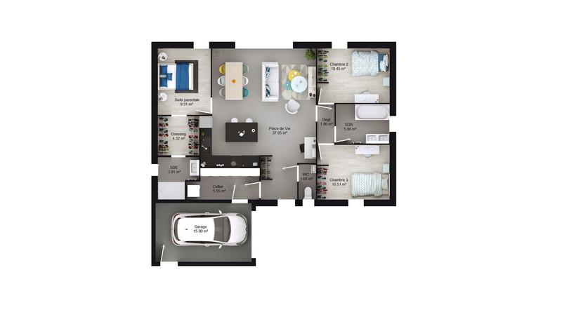 Maison - 90 m² - 4 pièces