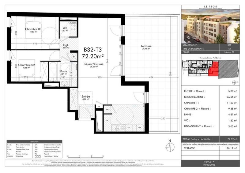 Appartement - 72 m² - 2 pièces