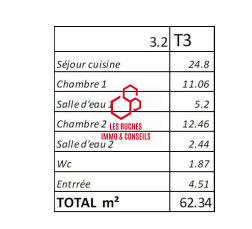 Appartement - 62 m² - 3 pièces