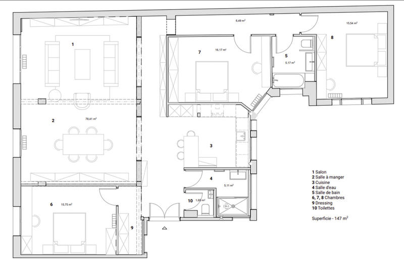 Appartement - 144 m² - 5 pièces