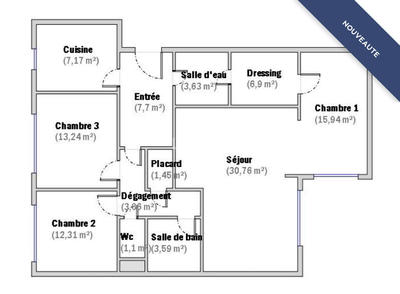 Appartement - 107 m² - 4 pièces