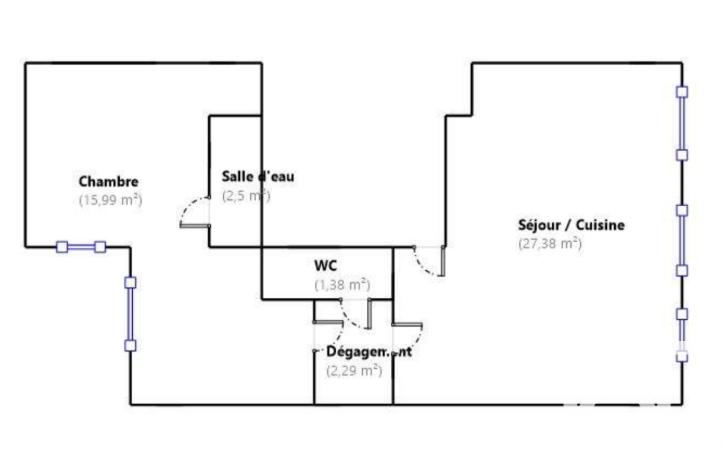 Appartement - 50 m² - 2 pièces