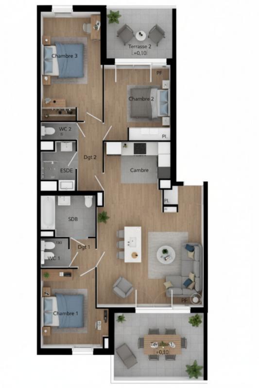 Appartement - 90 m² - 4 pièces